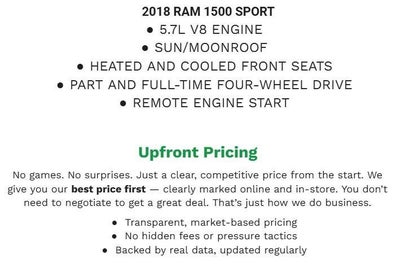2018 RAM 1500 Sport 4x4 Crew Cab 5'7 Box