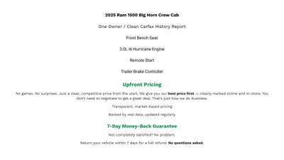 2025 RAM 1500 Big Horn Crew Cab 4x4 5'7' Box