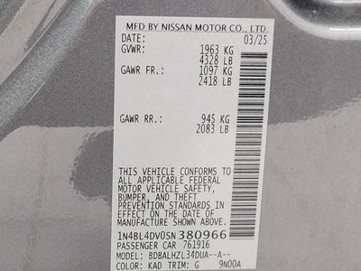 2025 Nissan Altima SV FWD
