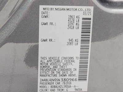 2025 Nissan Altima SV FWD