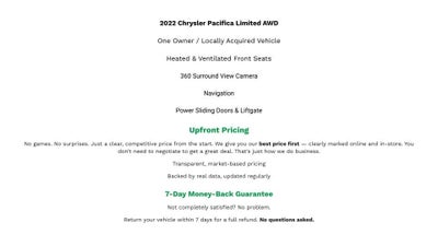 2022 Chrysler Pacifica Limited AWD