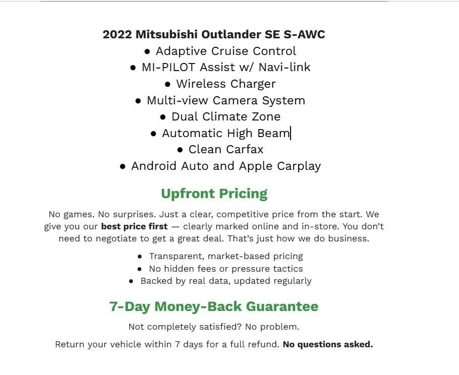 2022 Mitsubishi Outlander SE 2.5 S-AWC